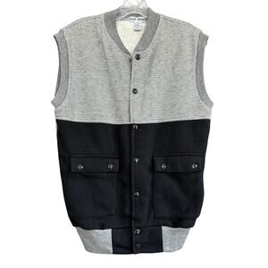 Vintage GAP Sport Fleece Vest Gray & Black Colorblock Normcore Women's Size‎ M